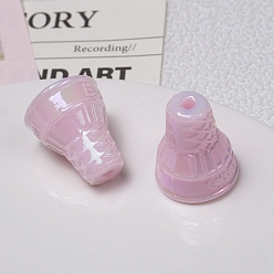 Pearl Pink UV Plating Acrylic Beads, Ice Cream Cone, Pearl Pink, 20.5x17.2mm, Hole: 3mm