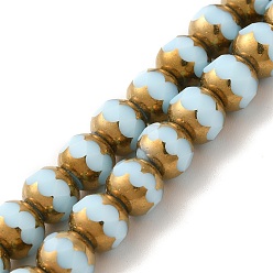 Light Cyan Opaque Solid Color Glass Beads Strands, Faceted, Round, Light Cyan, 8mm, Hole: 1mm, about 40pcs/strand, 11.42 inch(29cm)