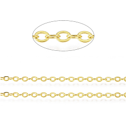 Golden Brass Cable Chains, Soldered, with Spool, Nickel Free, Golden, 2.5x2x0.3mm, about 82.02 Feet(25m)/roll