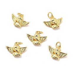 Real 18K Gold Plated Rack Plating Brass Pendants, Long-Lasting Plated, Lead Free & Cadmium Free & Nickel Free, Cupid, Real 18K Gold Plated, 11x15x4mm, Jump Ring: 5x1mm, 3mm Inner Diameter
