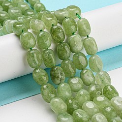 Yellow Green Natural Quartz Beads Strands, Dyed, Faceted, Oval, Yellow Green, 8~12x7~10x7~9mm, Hole: 1.2mm, about 35pcs/strand, 14.96''(38cm)