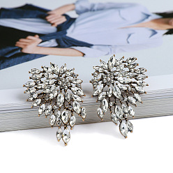 white Colorful Geometric Crystal Earrings with Multiple Layers for a Bold and Luxurious Look