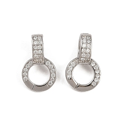 Платинированный Родиевое покрытие 925 Стерлинговое серебро, микропаве, прозрачный фианит, укорачивающие дужки для усилителя, подвеска навесная навесная, с печатью s925, Реальная платина, 13.5x8 мм, отверстие : 5.5 мм