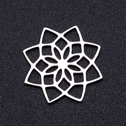 Stainless Steel Color 201 Stainless Steel Filigree Joiners Links, Laser Cut, Flower, Stainless Steel Color, 15.5x15.5x1mm
