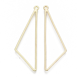 Light Gold Alloy Open Back Bezel Big Pendants, For DIY UV Resin, Epoxy Resin, Pressed Flower Jewelry, Triangle, Light Gold, 57x17.5x1.5mm, Hole: 1.6mm