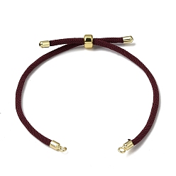Coconut Brown 3MM Adjustable Round Nylon Braided Cord Bracelet Making, with Golden Brass Findings, Fit for Connector Charms, Coconut Brown, 8.66 inch(22cm), Hole: 1.5mm