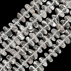 Cristal de cuarzo De perlas de cristal de cuarzo natural hebras, pepitas, 7.5~13x6~13x2~5 mm, agujero: 0.9 mm, sobre 68~86 unidades / cadena, 15.35~15.75'' (39~40 cm)