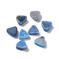 Dodger Blue Natural Druzy Agate Cabochons, Dyed, Triangle, Dodger Blue, 10x10x5~6mm