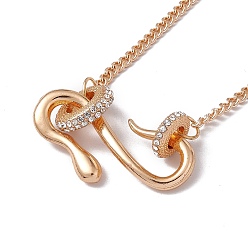 Light Gold Crystal Rhinestone Snake Pendant Necklace with Alloy Curb Chains for Women, Light Gold, 20.67 inch(52.5cm)