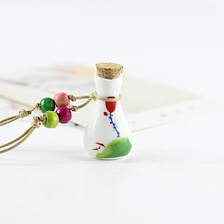Colorful Porcelain Perfume Bottle Necklaces, Pendant Necklace, Colorful, 13.78~23.62 inch(35~60cm)