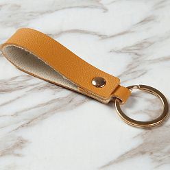 Chocolate PU Leather Keychain with Iron Belt Loop Clip for Keys, Chocolate, 10.5x3cm