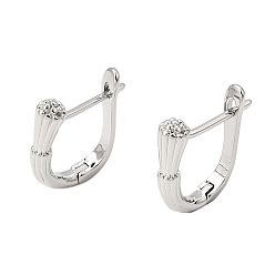 Platinum Brass Hoop Earrings for Women, Oval, Platinum, 16x3.5x14mm