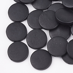 Черный Бусины из натуральной груши, окрашенные, плоско-круглые, чёрные, 25x5 мм, отверстие : 2 мм