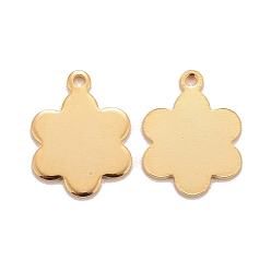 Echt 24 k vergoldet 201 Edelstahl Reize, Blume, echt 24 k vergoldet, 14.5x11x0.7 mm, Bohrung: 1.2 mm