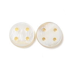 Seashell Color Freshwater Shell Button, 4-Hole, Flat Round, Seashell Color, 12x2mm, Hole: 1.5mm
