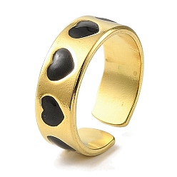 Настоящее золото 18K Сердце 304 эмалированные открытые манжеты из нержавеющей стали для женщин, ионное покрытие (ip), реальный 18 k позолоченный, 6.5 мм, внутренний диаметр: регулируемый