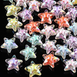 Mixed Color AB Color Transparent Acrylic Beads, Bead in Bead, Star, Mixed Color, 16x16.5x9.5mm, Hole: 2.5mm, about 550pcs/500g