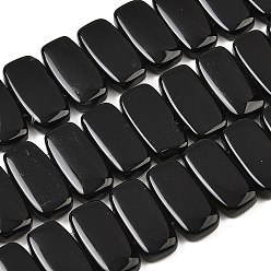 Black Onyx Бусины из натурального черного оникса, прямоугольные, окрашенная и подогревом, 20x10x5 мм, отверстие : 1.2 мм, около 40 шт / нитка, 15.75'' (40 см)