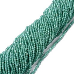 Light Sea Green Cat Eye Beads Strands, Round, Faceted, Light Sea Green, 2mm, Hole: 0.2mm, 14.17 inch(36cm), 174~184pcs/strand