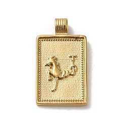 Capricorn 304 Stainless Steel Pendants, Rectangle with Constellations, Real 14K Gold Plated, Capricorn, 25x14x2mm, Hole: 2mm