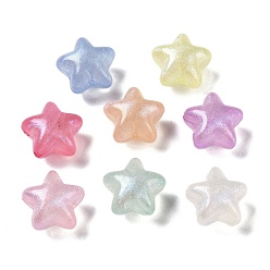 Star Luminous Transparent Acrylic Beads, with Glitter Powder, Mixed Color, Star, 18x19x12.5mm, Hole: 2mm, about 238pcs/500g