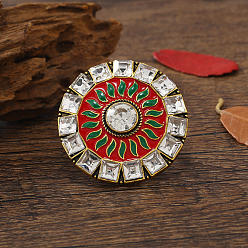 Красный Богемный винтаж этнический сплав горный хрусталь перстни, Кольца для женщин с цветочным рисунком в эмалевой стилистике, красные