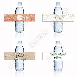 Colorful CRASPIRE 40Sheets 4 Style Water Bottle Label Stickers, Rectangle with Word Oh Baby, for Baby Shower Supplies, Colorful, 22x5cm, 10sheets/style