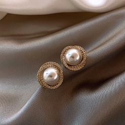 Autres Boucles d'oreilles en alliage de strass pour femmes, avec perles d'imitation et épingle en argent sterling, 925mm