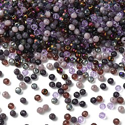 Purple Glass Beads, Mixed Style, Faceted Rondelle, Purple, 4x3.5mm, Hole: 1mm, about 500pcs/bag