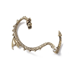 Antique Bronze Alloy Dragon Front Back Stud Earrings, Climber Wrap Around Earrings for Men Women, Antique Bronze, 53x36x8mm, Pin: 0.8mm
