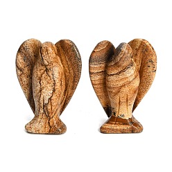 Jaspe Image Figurines d'anges sculptées en jaspe naturel, cadeau de pierre énergétique feng shui pour la décoration de bureau à domicile, 35~38x18.5~20x50~53mm