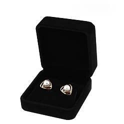 Black Square Velvet Earrings Storage Boxes, Jewerly Gift Case for Earring Stud, Black, 70x70x35mm