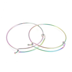 Rainbow Color Adjustable Ion Plating(IP) 304 Stainless Steel Expandable Bangle Making, Rainbow Color, 61~62mm
