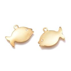 Golden 201 Stainless Steel Charms, Laser Cut, Fish, Golden, 11.5x14x0.8mm, Hole: 1.2mm