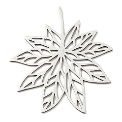 Stainless Steel Color 201 Stainless Steel Cabochons, Maple Leaf, Stainless Steel Color, 40x37x1mm