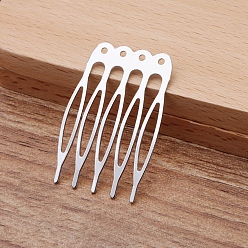 Platinum Iron Hair Comb Findings, with Loops, Platinum, 40x27x0.8mm