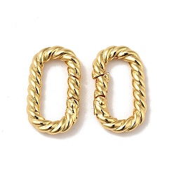 Real 18K Gold Plated Brass Spring Gate Rings, Cadmium Free & Nickel Free & Lead Free, Twisted Oval, Real 18K Gold Plated, 9 Gauge, 19.5x12x3mm, Hole: 5.5x14mm