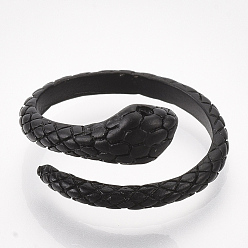 Черный Сплав манжеты кольца пальцев, змея, чёрные, Размер 7, 17 мм