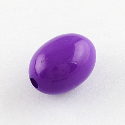 Dark Violet Opaque Acrylic Beads, Oval, Dark Violet, 12x9mm, Hole: 2mm, about 820pcs/500g