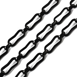 Черный 304 цепи прямоугольные звенья нержавеющие, несварные, ионное покрытие (ip), чёрные, 15x6x1.3 мм