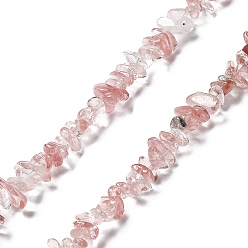 Quartz Cerise Perles de verre de quartz cerise brins, puce, 1~5x3~16x3~5mm, Trou: 0.8~0.9mm, 29.92~32.68'' (76~83 cm)