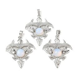 Опал Opalite подвески треугольник, подвески из латунных камней, платина, стойки покрытие, 41.5x34.5x5.5~7 мм, отверстие : 8.5x5.5 мм