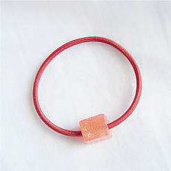 Square orange pink Sparkling Starry Sky Ball Hair Tie - Simple Pearl Elastic Band with Beads.