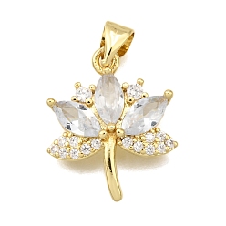 Прозрачный Латунные микро проложить кубического циркония подвески, лист, стойки покрытие, долговечный, без свинца и без кадмия, реальный 18 k позолоченный, прозрачные, 18x15.5x3 мм, отверстие : 5x3.5 мм