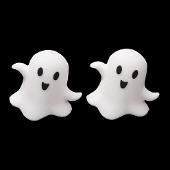 Ghost Halloween Silicone Focal Beads, Ghost, 28x30x18mm, Hole: 3mm