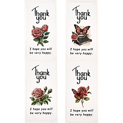 Цветок Тематическая бумажная наклейка на день благодарения со словом спасибо, прямоугольные, бумажные подарочные наклейки, клейкие этикетки наклейки, прямоугольные, наклейки: 60x30x0.1 мм, о 150шт / рулон