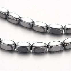 Silver Plated Electroplate Non-magnetic Synthetic Hematite Bead Strands, Cuboid, Silver Plated, 8x4x4mm, Hole: 1mm, about 52pcs/strand, 15.7 inch
