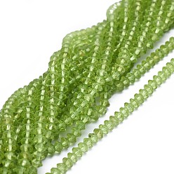 Peridot Natural Peridot Beads Strands, Faceted, Rondelle, 3.5x2.5mm, Hole: 0.7mm, about 142pcs/strand, 15.3 inch(39cm)