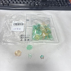 (52) Непрозрачная лаванда 100шт. 4 стили, колпачки из прозрачного стеклянного бисера с покраской, запеченные в печи, 5-лепестковый цветок и лист лотоса, с блеском порошок, разноцветные, 12~20x4.5~5 мм, отверстие : 1.2~1.4 мм, около 25 шт. / стиль