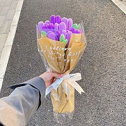 Темно-Фиолетовый Букет тюльпанов крючком для начинающих., Стартовый набор для вязания цветочных украшений с инструкцией, Подарок своими руками девушке-учителю, темно-фиолетовый, 38x5 см